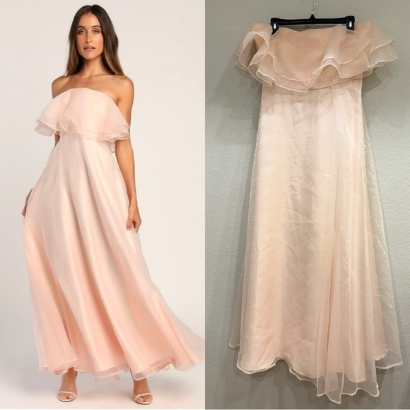 Lulus Dresses & Skirts - NWOT Lulus Sweet Passion Light Pink Organza Maxi Dress